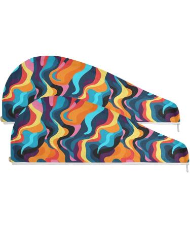 Abstract Patterns Hair Towel 2 Pack | Super Absorbent Quick Dry Hair Turbans for Women & Girls - Buy Online on GoSupps.com