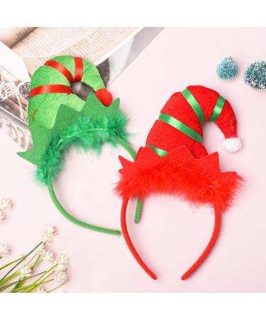 MFUOE 2 Pieces Christmas Elf Headband Mini Hats Headband Novelty Plush Headdress for Christmas Party Holiday Hair Accessories Xmas Favrors Gifts - Buy Online on GoSupps.com