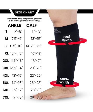 Mojo Compression Calf Sleeves 20-30mmHg - Plus Size 5XL Black - Shin Splint Support - Buy Online on GoSupps.com