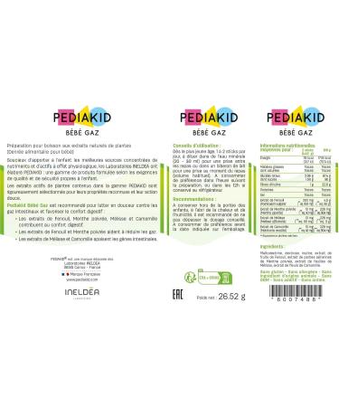 PEDIAKID - Baby Gas - With plant extracts & fibers - Helps reduce gases and improve digestive comfort - From birth - Case of 12 sticks of Dilute Powder - Buy Online on GoSupps.com