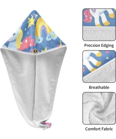 Buy Unicorn Horse Blue Hair Towel 2 Pack | Super Absorbent Quick Dry Hair Turbans for Women & Girls - Buy Online on GoSupps.com