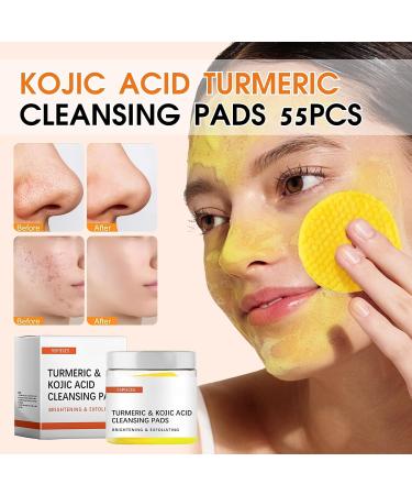Turmeric Facial Cleanser Set Kojic Acid & Turmeric Face Wash Foaming Cleanser + Turmeric Kojic Acid Cleansing Pads Turmeric and Kojic Acid Cleansing Pads + Foaming Face Wash Acne Dark Spots - Buy Online on GoSupps.com