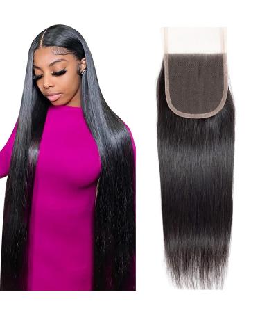 Straight Human Hair 4x4 HD Lace Closure Brazilian Hair Human Hair Closure for Black Women Natural Remy Hair Soft Swiss Lace Closure 12 Inch 12 Inch 4x4 Lace Closure
