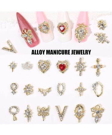 24 Pcs Shiny 3D Nail Charms: Gold Metal Rhinestones Gems for Luxury Nail Art - DIY Crafts - Buy Online on GoSupps.com