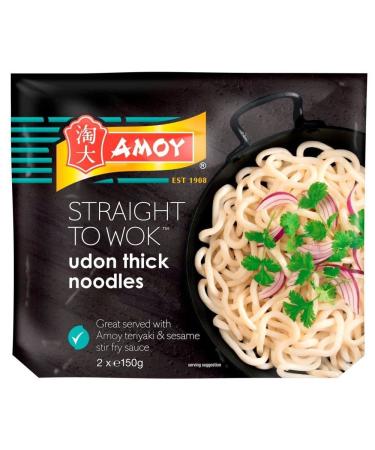 SMLIKE Amoy Straight Wok Udon Thick Noodles (2 per pack - 300g) - Pack of 6