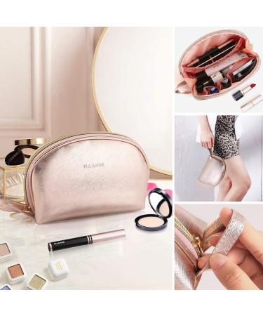 MAANGE 3 Pcs Portable Travel Makeup Bag Set - Waterproof Cosmetic Organizer with Gold Zipper for Women and Girls (Rose Gold) - Buy Online on GoSupps.com