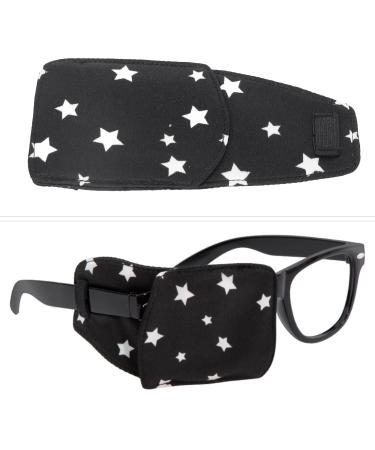 Kids Glass Eye Patch for Lazy Eye Amblyopia Strabismus Silk Soft Breathable Full Coverage Washable Lazy Eye Glass Cover(Star)
