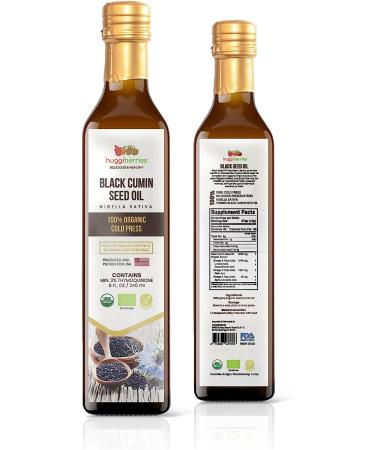 Organic Black Cumin Seed Oil 8oz - Cold Pressed Turkish Nigella Sativa Supplement - High Thymoquinone for Immune Support, Health Skin & Strong Hair | Huggiberries - Buy Online on GoSupps.com