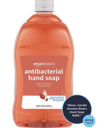 Amazon Basics Antibacterial Liquid Hand Soap Refill 56oz 2-Pack - Triclosan-Free, Light Moisturizing (Formerly Solimo) - Buy Online on GoSupps.com
