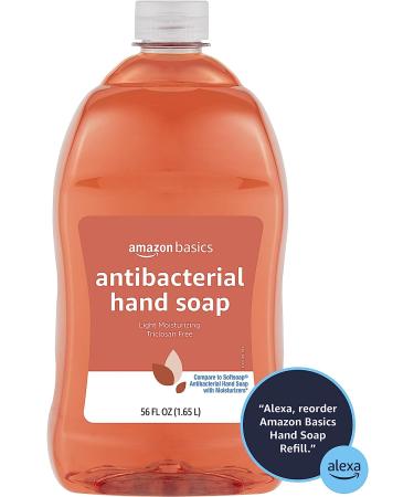 Amazon Basics Antibacterial Liquid Hand Soap Refill - Triclosan-Free, Light Moisturizing Formula - 56oz 1-Pack (Previously Solimo) - Buy Online on GoSupps.com