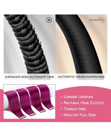 Violet Tape Extensions - Real Hair Invisible 10pcs 25g 45cm | Smooth Highlight Tape-In Extensions for Girls - Buy Online on GoSupps.com