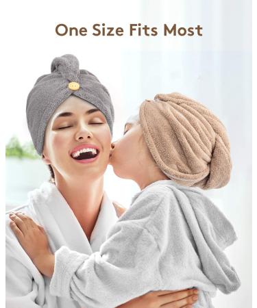YFONG Microfiber Hair Towel 3 Pack - Super Absorbent Hair Wrap for Curly Hair - Fast Drying & Anti Frizz - Gray, Camel, Brown - Buy Online on GoSupps.com