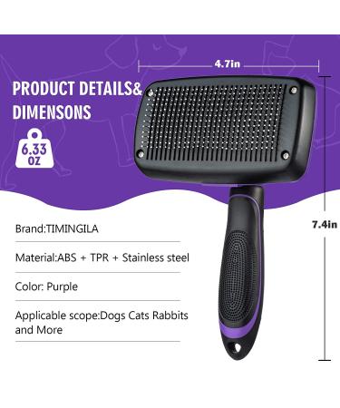 TIMINGILA Self-Cleaning Slicker Brush for Pets - Grooming Tool for Dogs, Cats, and More - Purple - Buy Online on GoSupps.com