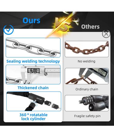 SPGOOD Bike Lock with 3 Keys - High-Safety Anti-Theft 90cm Chain Lock for Bicycle E-Scooter E-Bike MTB Motorcycle & Cargo Bike - Waterproof & Durable - Buy Online on GoSupps.com