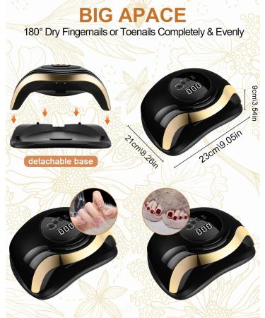 Aokyom 168W UV LED Nail Dryer Lamp - Professional Gel Nail Lamp with 10/30/60/99S Timer & Smart Sensor - Luxury Black Gold for All Gel Nail Polish & Toenails - Buy Online on GoSupps.com