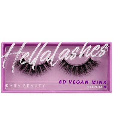 KARA BEAUTY Style L6 Hellalashes 8D Faux Mink Lashes Lightweight Synthetic Fiber in 8 Dimensional Layers MELROSE - Playful  Wispy-Flared  1 Pair