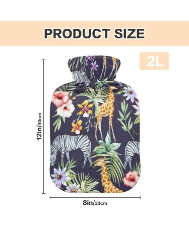 Shop Tropical Palm Leaves Giraffe Zebra Heat Bottles - 2L Hot Water Bag for Pain Relief & Warmth | Ideal for Pregnant Women - Buy Online on GoSupps.com