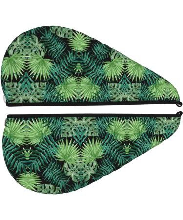 Transparent Palm Leaf Coral Velvet Hair Cap | Quick-Dry Towel Wrap for Travel & Home - Unisex Design - Buy Online on GoSupps.com