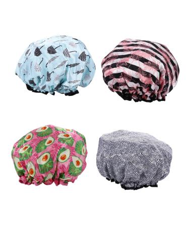 Healeved 4pcs Thick Shower Cap Girl Hat Satin Bonnet for Kids Shower Caps for Kids Hair Cap Shower Cap Large Bath Cap for Girls Double Layer Shower Hats Elastic Cap Bathing Cap Miss Hood
