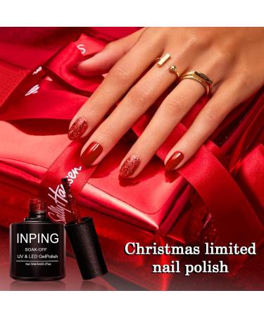INPING Christmas Gel Polish Set - Santa Red Green Gold Xmas Nail Polish - UV/LED Soak Off - Glitter Long-lasting Gift - 3 PCS x 8ml/0.27oz - Buy Online on GoSupps.com