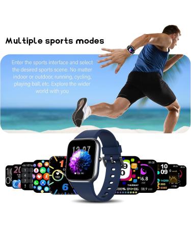 Smart Blood Glucose Monitor Watch & Fitness Tracker for Men Women - Answer/Call, 1.85 Touch Screen, Blood Pressure, Sleep & Activity Tracking - Blue - Buy Online on GoSupps.com