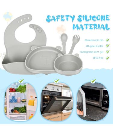 ZS ZHISHANG Baby Weaning Set - Silicone Baby Feeding Plate and Bowl Set in Smoky Gray - Buy Online on GoSupps.com