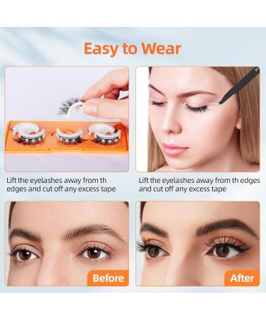 3 Pairs Self Adhesive Eyelashes Reusable False Eyelashes Pre Glued Eyelashes Stick on Eyelashes Long Thick Eyelashes No Glue/Eyeliner Needed Waterproof and Easy to Put on - Buy Online on GoSupps.com