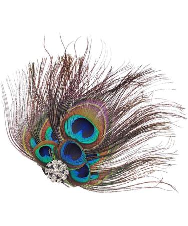 Dusenly Fashion Peacock Feather Hair Clips Hairpin Double-layer Evening Dress Headdress Wedding Feather Fascinator for Lady and Girls - Buy Online on GoSupps.com