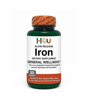 H4U Slow Release Iron Supplement (45mg) for Iron Deficiency - Complete Blood Support Formula. Increase Iron Levels Without Side Effects: High Potency Easy-to-Swallow Tablets - 30 Count.