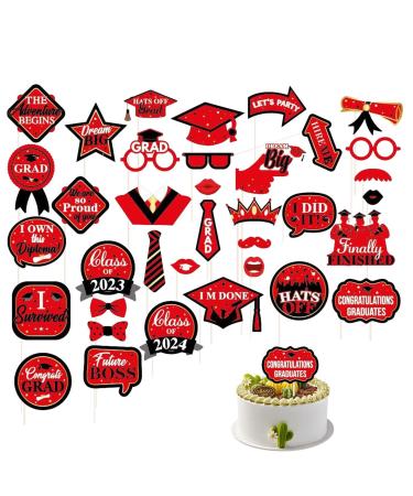 Graduation Cake Picks Cake Decor Signs Grad Cap Cupcake Picks Graduation Cap Diploma Cupcake Picks Graduation Cake Pick Decoration High School Aizuoni Red