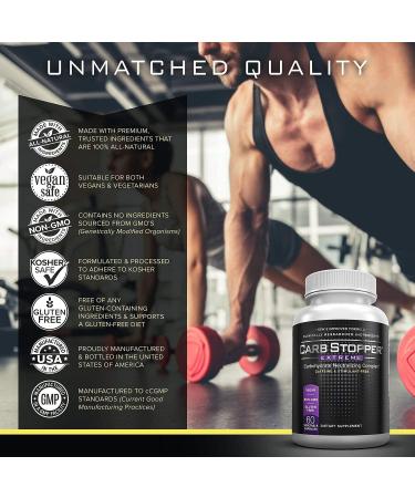 Carb Stopper Extreme - Natural Carbohydrate and Starch Neutralizer with White Kidney Bean Extract | 60 Caps - Keto Diet Cheat Supplement - Buy Online on GoSupps.com
