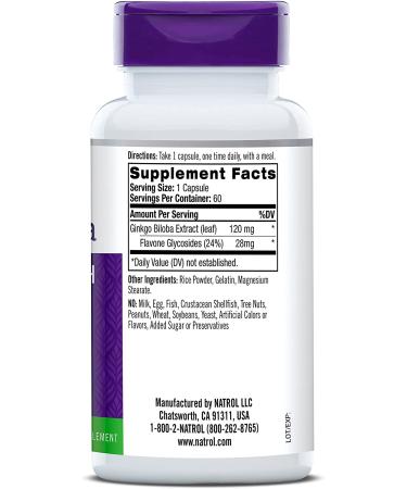 Shop Natrol Ginkgo Biloba 120mg - 60 Capsules for Memory & Focus Support - Buy Online on GoSupps.com