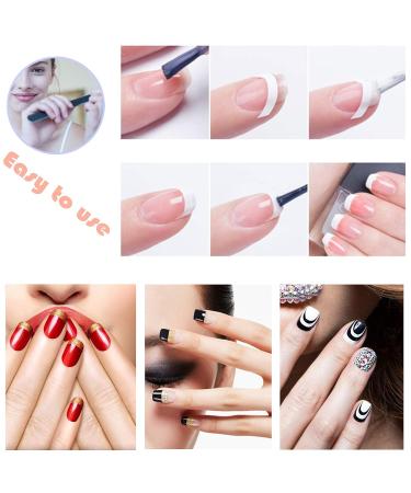 MWoot 1275 Nail Art French Stencils & Tip Stickers Set - DIY Gel Nail Design Brushes & Guides for Perfect Manicures - Buy Online on GoSupps.com