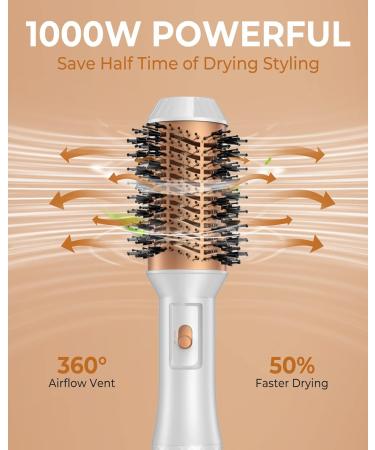 4-in-1 Hot Air Hair Dryer Brush - Negative Ion Styler for Drying, Straightening, Volumizing - Lightweight One-Step Hairdryer & Volumizer - White - Buy Online on GoSupps.com