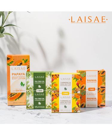 LAISAE Turmeric Brightening Soap for Face & Body - Shea Butter, Acne Scars, Dark Spots, Uneven Skin Tone - Vegan, Cruelty-Free - 3.52 oz (2 Bars) - Buy Online on GoSupps.com