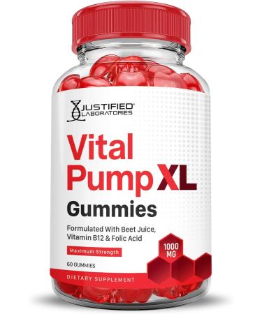 Justified Laboratories (5 Pack) Vital Pump XL Performance Gummies 1000MG Advanced Formula Vital PumpXL Formulated with Beet Juice ACV Pomegranate Beet Powder B12 Vegan Non GMO 300 Gummys - Buy Online on GoSupps.com