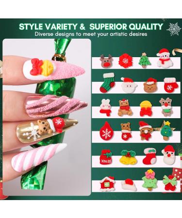 Makartt 3D Nail Jewellery Christmas Stereoscopic Snowman Reindeer Christmas Tree Christmas Socks Snowflake Holiday Nail Art DIY Nail Manicure Decorations Nail Design Accessories with Tweezers - Buy Online on GoSupps.com