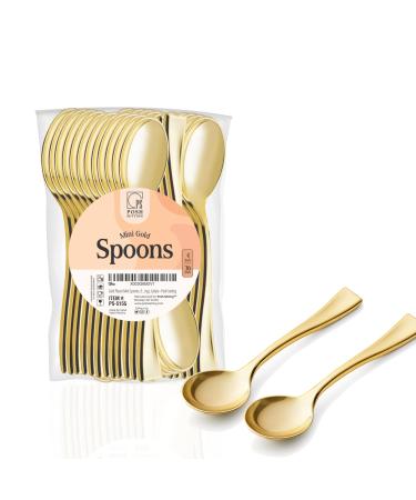 Gold Mini Spoons Gold Plastic Mini Dessert Spoons Disposable Tiny Gold Spoons 4 inch 36 Count Mini Gold Spoons for Appetizers Tasting Posh Setting Mini Gold Spoons - 36 36