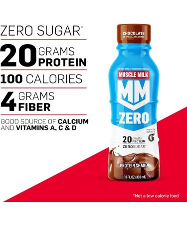 Muscle Milk Genuine Protein Shake Vanilla Creme 11.16 Fl Oz Bottle & Zero Protein Shake Chocolate 20g Protein Zero Sugar - Buy Online on GoSupps.com