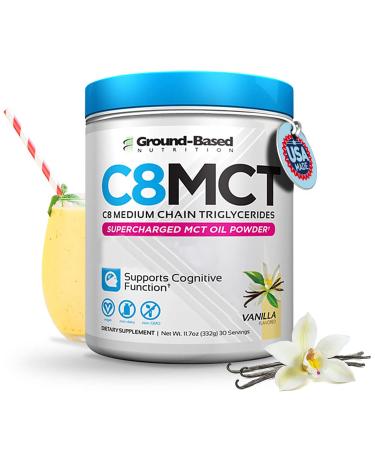 Ground-Based Nutrition C8 MCT Oil Powder Supercharged Medium Chain Triglycerides MCT Oil Powder Vegan-Friendly Non-GMO Powdered C8 MCT Oil Ketogenic MCT Coffee Creamer No Stevia (Vanilla)