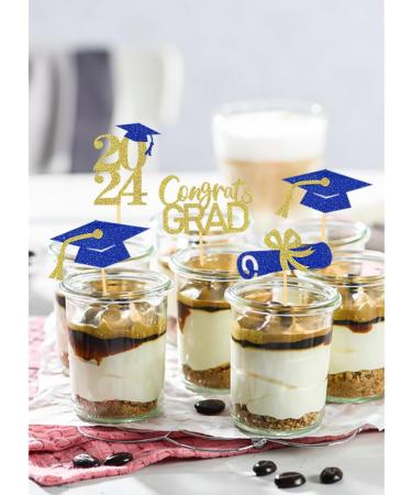 24Pcs Graduation Cupcake Toppers Graduation Decorations Class of 2023 Cupcake Toppers- Graduation Cupcake Picks for Graduation Themed Decorations (Blue Gold) - Buy Online on GoSupps.com