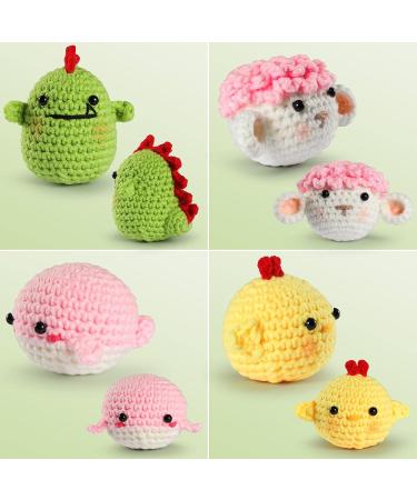 RQWZBCHX 4 Animal Crochet Kit for Beginners - Chicken, Whale, Sheep, Dinosaur - Video Instructions, Yarns, Hooks & Accessories - Buy Online on GoSupps.com