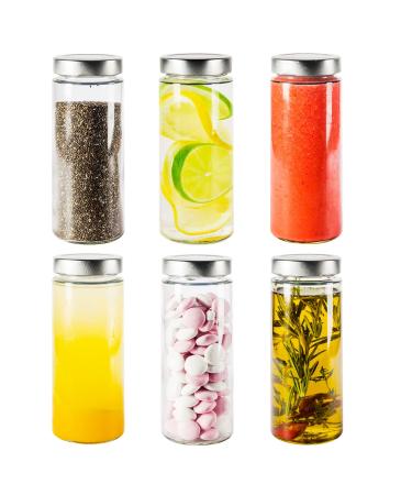 Pureganic Smoothie Glasses with Lid 380 ml - DTO Screw Lid Diam. 58 mm - Glass Water Bottles to Fill - Made in Germany - Set of 6