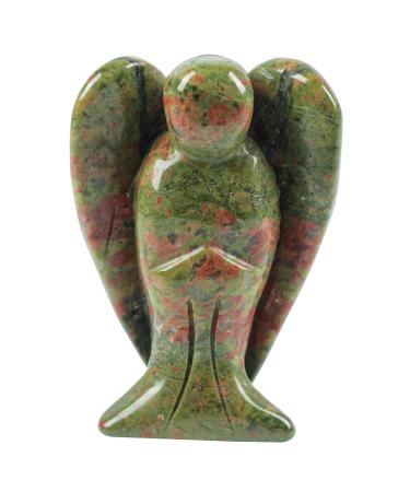 Lovionus89 Natural Unakite Guardian Angel Statue Hand Carved Stone Healing Crystal Pocket Figurines Decoration 5CM 50mm Unakite