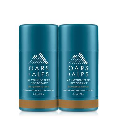Oars + Alps Aluminum Free Deodorant for Men and Women Dermatologist Tested and Made with Clean Ingredients Bergamot Grove 2 Pack 2.6 Oz Each 2ct - Bergamot Grove 2.6 Ounce (Pack of 2)