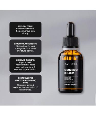 SkinTra Comedo-killer 2% Salicylic Acid Serum - Blemish & Acne Spot Treatment - Exfoliating Serum with Azeloglycine & Gluconolactone - Clogged Pores & Closed Comedone Treatment - 30 ml/Net 1.01 Fl. Oz - Buy Online on GoSupps.com