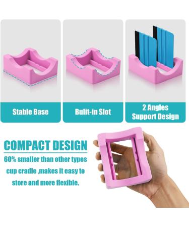 Small Silicone Tumbler Holder with Built-in Slot - Pink | Vinyl Decal Application Tool - Buy Online on GoSupps.com