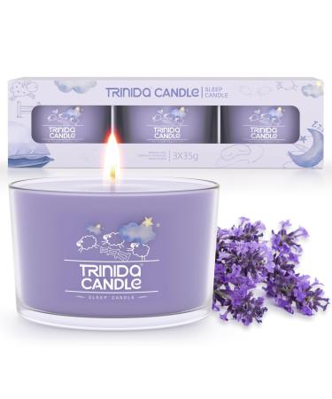 TRINIDa Sleep Candles Gifts for Women with 17 Variants Scented Candles Gift Set for Perfect Sleep and Stress Relief 3 Pastel Purple Filled Votives (Lavender Geranium Ylang Ylang) Light Purple - Sleep