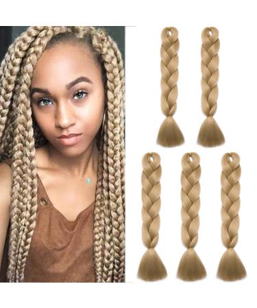 Sego 5 pieces ombre jumbo braid art hair 24 inch 500g hair lichen extensions for crochet twist lichen hair hair extensions medium blonde 60.96 cm (5 pieces)