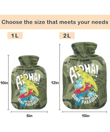 Buy Naanle Palm Leaf Dinosaurs Heat Bottle with Cover - 1L Hot Water Bottle for Pain Relief & Cold Therapy - Transparent Bag Ideal for Bed & Hand/Foot Comfort - Buy Online on GoSupps.com